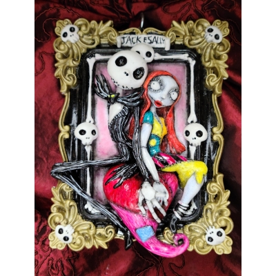 Tim Burton Jack & Sally (Nightmare Before Christmas) Quadro tridimensionale