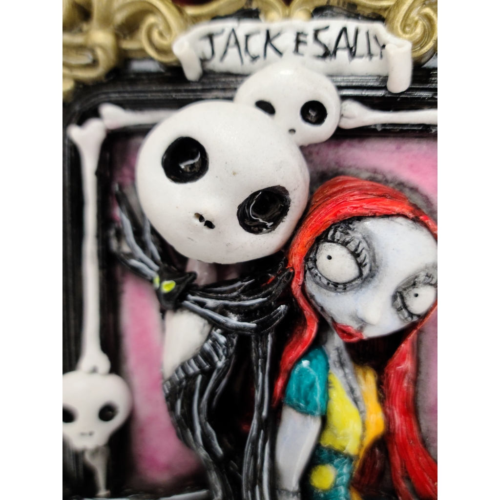 Tim Burton Jack & Sally (Nightmare Before Christmas) Quadro tridimensionale