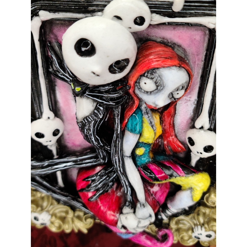 Tim Burton Jack & Sally (Nightmare Before Christmas) Quadro tridimensionale