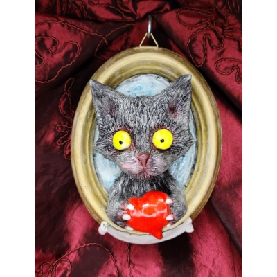 Gatto con Cuore quadro tridimensionale