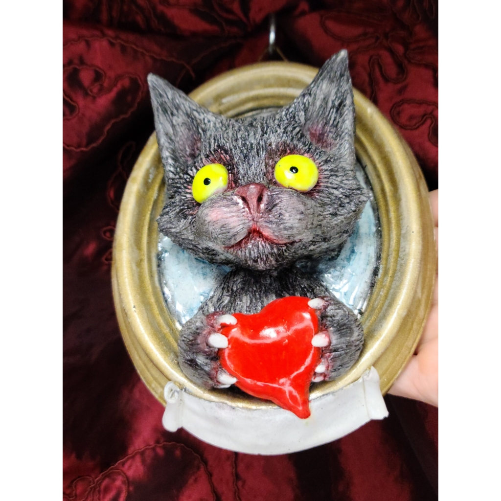 Gatto con Cuore quadro tridimensionale