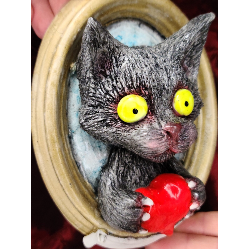 Gatto con Cuore quadro tridimensionale