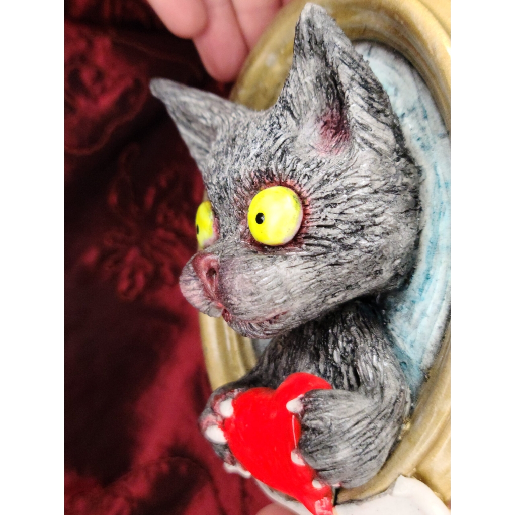 Gatto con Cuore quadro tridimensionale