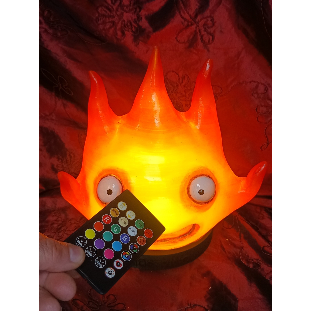 Calcifer grande Lampada a LED con telecomando e ricarica USB